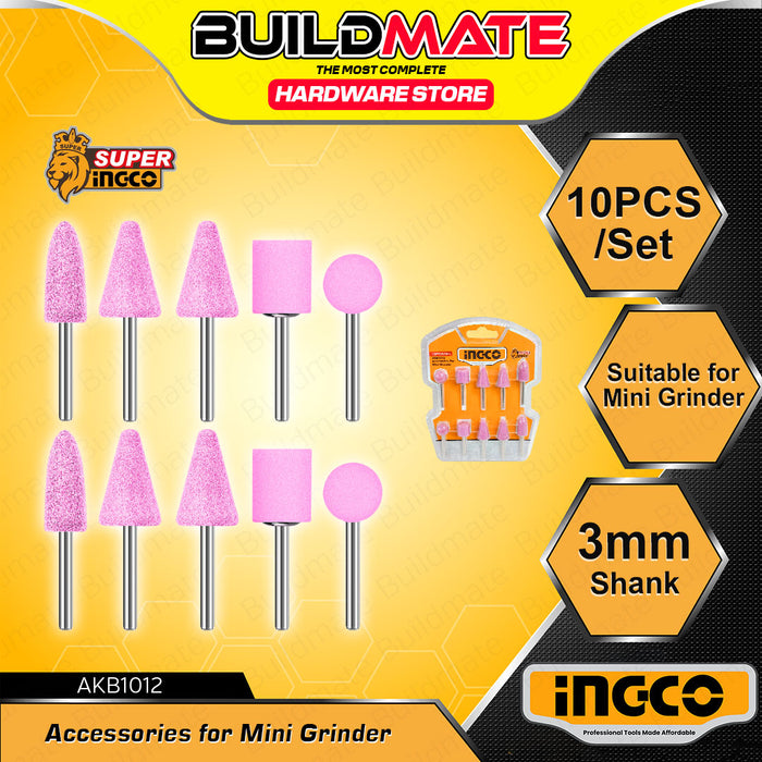 BUILDMATE Ingco 5pcs / 10pcs Mounted Stone Accessories for Mini Grinder & Die Grinder for Carving Engraving Grinding Hand Tool SOLD PER SET - IHT