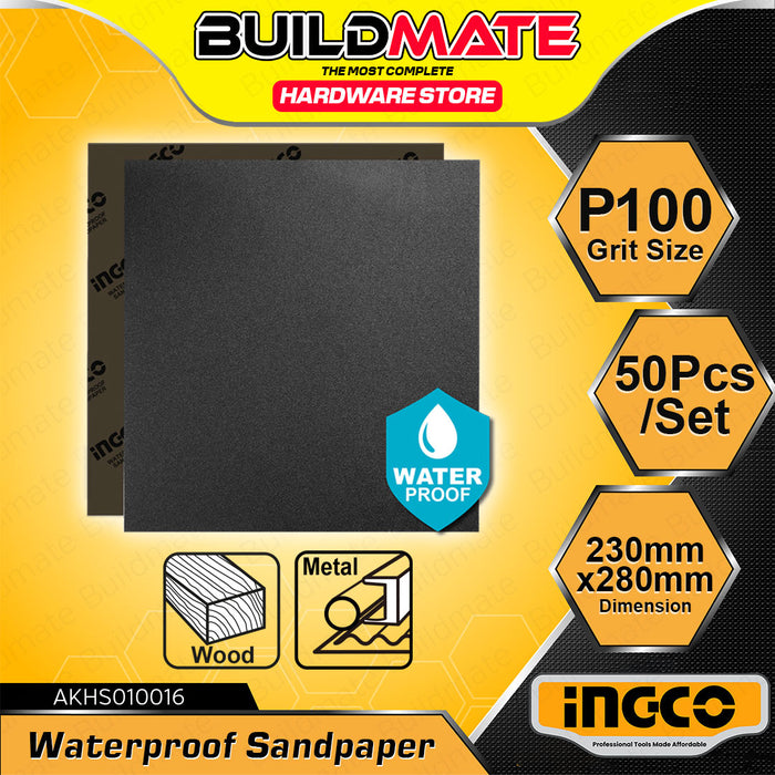 BUILDMATE Ingco 50PCS/SET Silicon Carbide Sandpaper P60 - P2000 Waterproof Abrasive Finishing Sand Paper Polishing Sanding Sheet - IHT