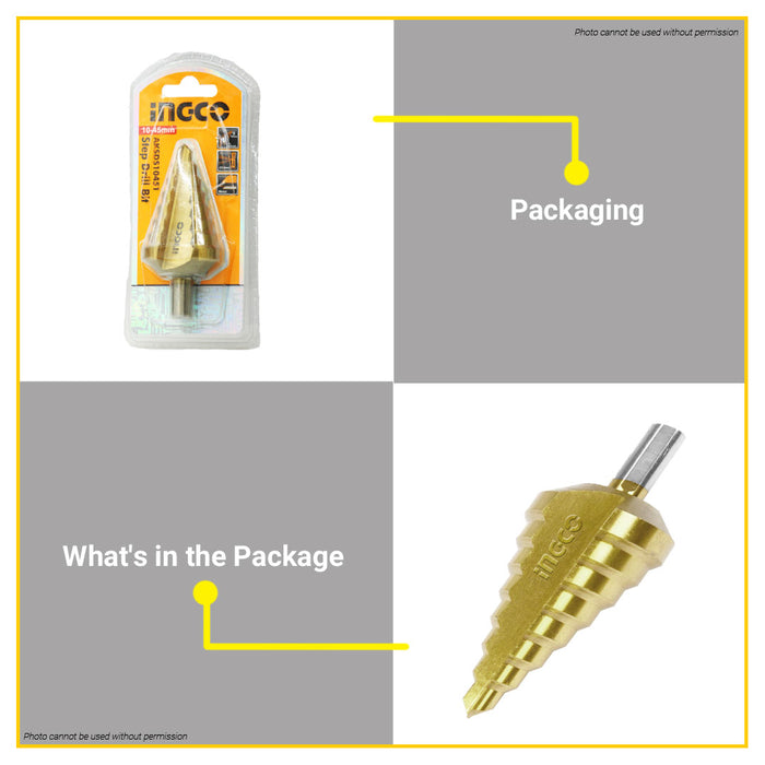 BUILDMATE Ingco Step Drill SET Bit 4-22mm to 10-45mm Cone Drill Bit Hole Groove Cutter Bits • IHT