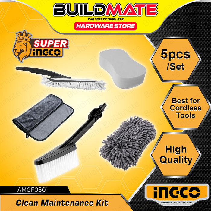BUILDMATE Ingco 5pcs Clean Maintenance Kit Set Car Wash Care Accessories Cleaning Tools AMGF0501 - IHT