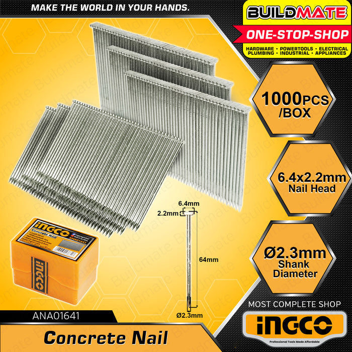 BUILDMATE Ingco 1000PCS/BOX Concrete Nail Tacker 18mm - 50mm For Air Concrete Nailer SOLD PER BOX - IHT