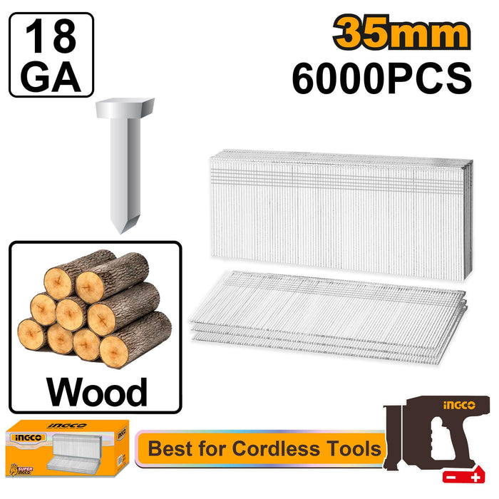 INGCO 35mm Brad Nail Staples | 6000pcs/Box  For Air Nailer Gun ANA18356 IHT - BUILDMATE