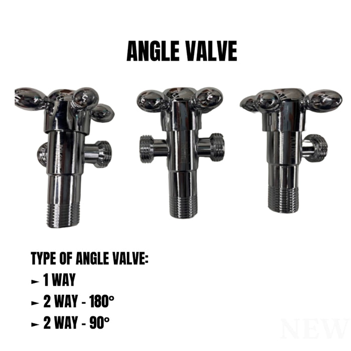 BUILDMATE x POLOLOCK by POLONET Angle Valve 1/2”x1/2” / 1/2”x1/2”x1/2” / 1/2”x1/2”x1/2” 90° – Stainless Steel Body with Copper Core & ABS Hand Wheel