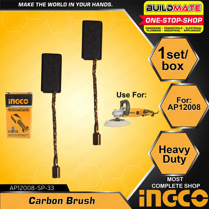 INGCO 2PCS/SET Carbon Brush for Angle Polisher Motor Brush Motor Carbon Brushes Carbon Motor Brushes Angle Polisher Replacement Part Spare Parts AP12008-SP-33 | AP14006-2-SP-36 [SOLD PER BOX] •BUILDMATE• ISP