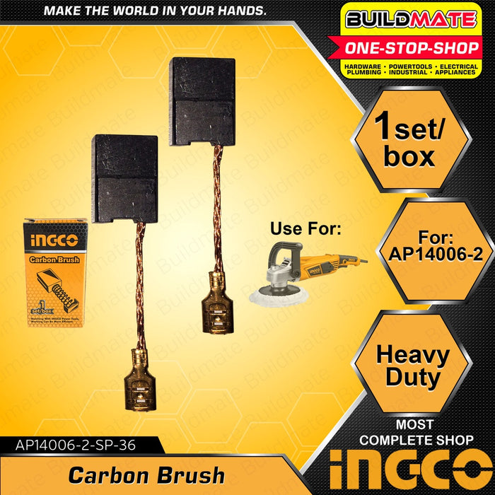 INGCO 2PCS/SET Carbon Brush for Angle Polisher Motor Brush Motor Carbon Brushes Carbon Motor Brushes Angle Polisher Replacement Part Spare Parts AP12008-SP-33 | AP14006-2-SP-36 [SOLD PER BOX] •BUILDMATE• ISP
