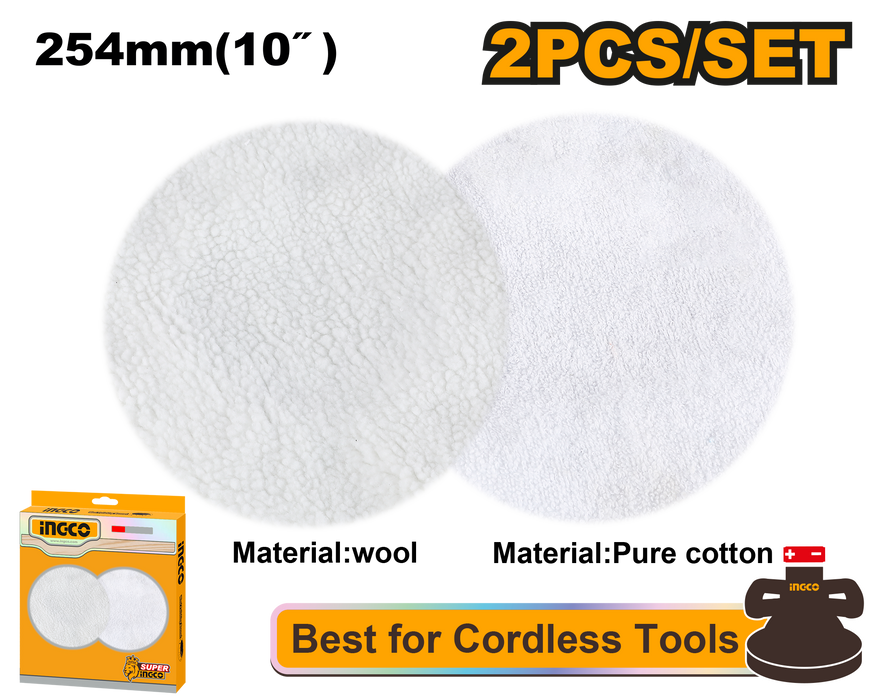 BUILDMATE Ingco 2pcs Polishing and Cleaning Set 254mm(10") APP25402- IHT