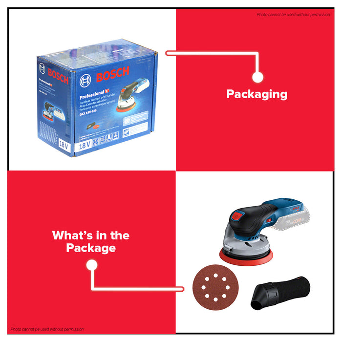 BUILDMATE Bosch Cordless Random Orbital Sander Wood 18V 125mm Variable Speed (BARE TOOL) Wood Sander Orbital Sander Finishing Sander Wood Orbital Sanding Finish Polishing Machine Electric Sander GEX18V-125 0601372201 • BLC