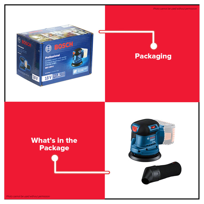 BUILDMATE Bosch Brushless Cordless Random Orbital Sander 18V 125mm (BARE TOOL) GEX185-LI Solo 06013A5080 • BLC