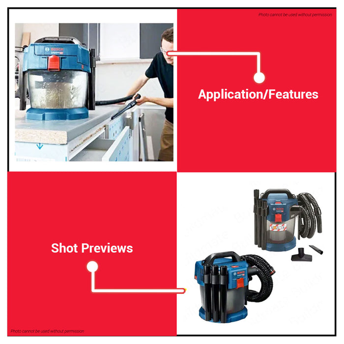 BOSCH Lithium Ion Wet & Dry Cordless Dust Extractor Vacuum Cleaner GAS 18V-10L 06019C6300 BLC