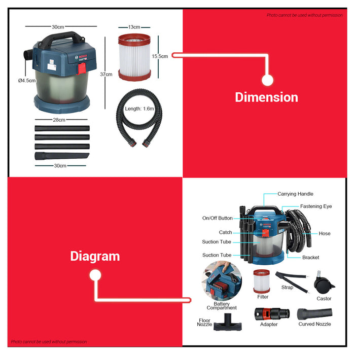 Bosch Li-Ion Cordless Vacuum Cleaner Premium Solo GAS 18V-10 L 06019C63K0 AUTHENTIC •BUILDMATE• BLC