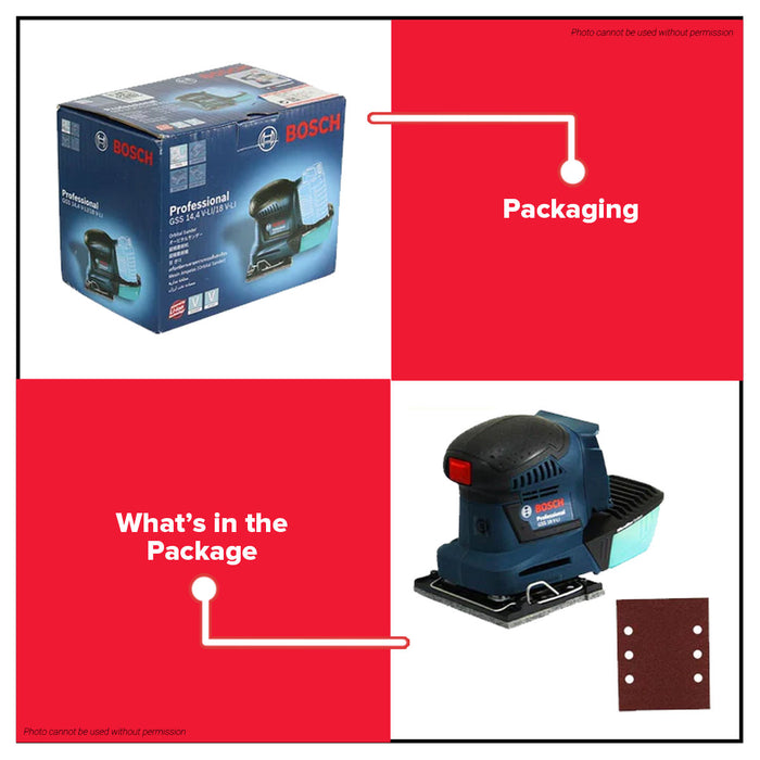 BOSCH Professional Lithium Ion Li-Ion Cordless Orbital Sander Solo GSS 18V-LI 06019D02L0 BLC