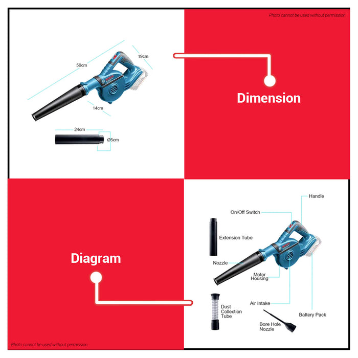 Bosch Professionals Lithium Ion Li-Ion Cordless Air Leaf Blower 18V GBL18V-120 06019F51L0