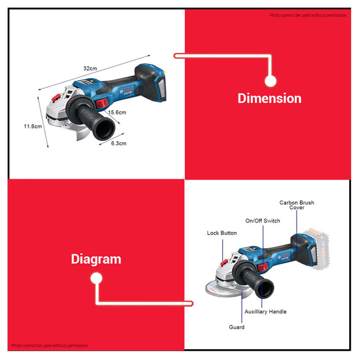 [SOLO] BOSCH BITURBO BRUSHLESS MOTOR Cordless Angle Grinder M10 100mm GWS 18V-15SC 06019H6180 BLC