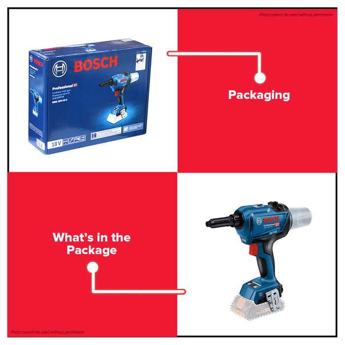 BUILDMATE Bosch Cordless Rivet Gun 18V Riveting Rivet Riveter Tool Brushless Fastener Gun Handheld Riveting Tool Automotive Riveter Cordless Rivet Nut Guns Drill GRG18V-16C 06019K5080 • BLC