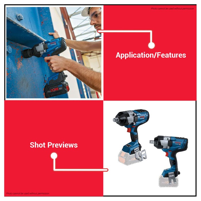 BUILDMATE Bosch 18V Brushless Bi Turbo 3-Speed Heavy Duty Cordless Impact Wrench GDS 18V-1600 HC BLC