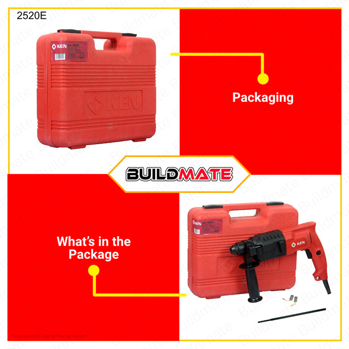 BUILDMATE Ken Industrial Heavy Duty Rotary Hammer Drill 20mm 500W Electric Hammer Concrete Breaker Drill Chipping Gun Drill Chipping Hammer Electric Drill Engraver 2520E •