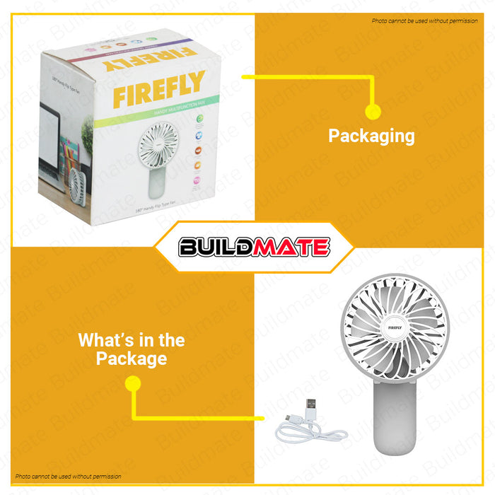 BUILDMATE Firefly 180° Handy Flip Type Fan 3W with Multifunction Recha ...