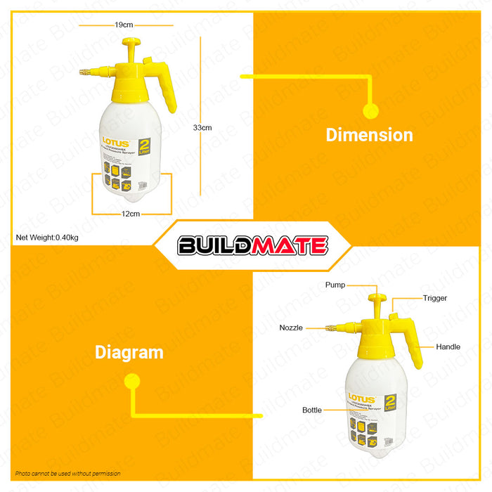 LOTUS 2L Hand Spray Sprayer Manual LTGT2000HSX •BUILDMATE• LHT LUTOS