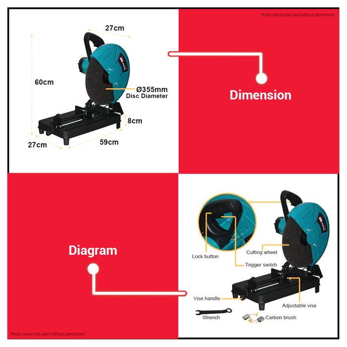 Buildmate x JRK Chop Saw Cut Off Machine 14" 2300W 2414ND 100% ORIGINAL / AUTHENTIC •BUILDMATE•