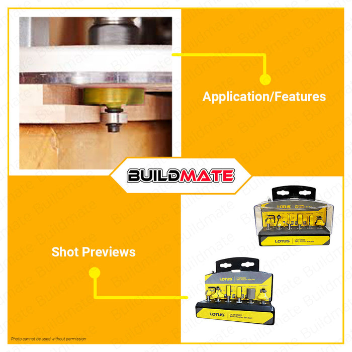 LOTUS 6PCS/SET 1/4" Router Bit Set LTXT6RBX •BUILDMATE• LPA