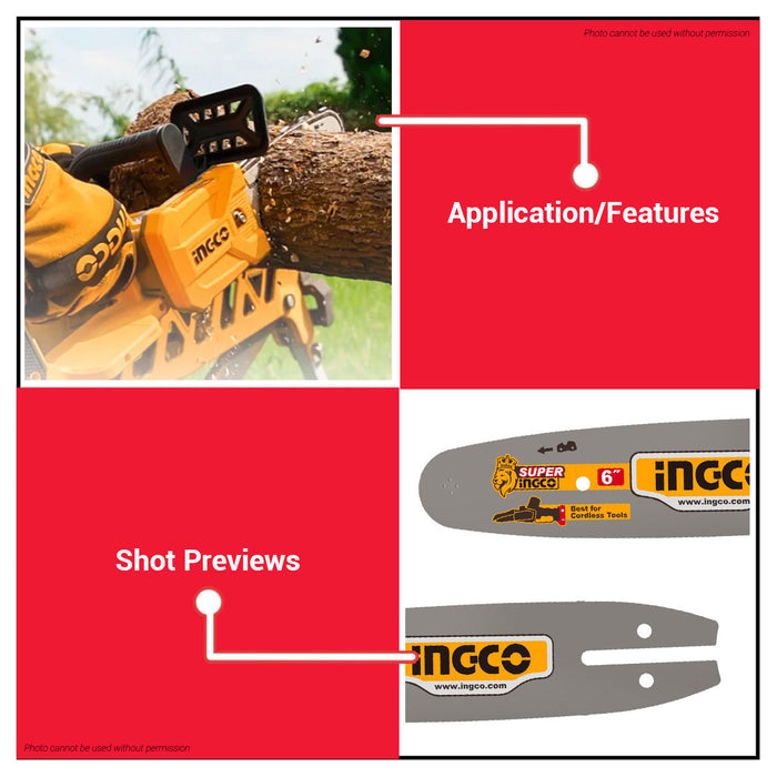 Buildmate x INGCO Chainsaw Guide Bar Replacement 6in/8in/12in/16in Chain Saw Bar AGSB50601 AGSB50618 AGSB50801 AGSB50818 AGSB51201 AGSB51603 IHT