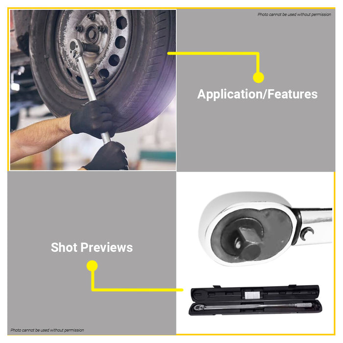 BUILDMATE Ameriman Click Torque Wrench Beam 1/2" Dual Range Adjustable Torque Wrench AT-CT1/1D300FT