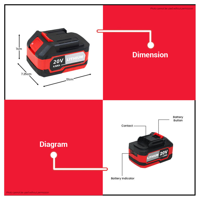 BUNDLE DEALS BUILDMATE 20V Brushless Impact Wrench w/ Lithium-ion Battery and Charger | Extra Battery 4.0Ah for Cordless Impact Wrench - BM-IW20V BM-4.0AH