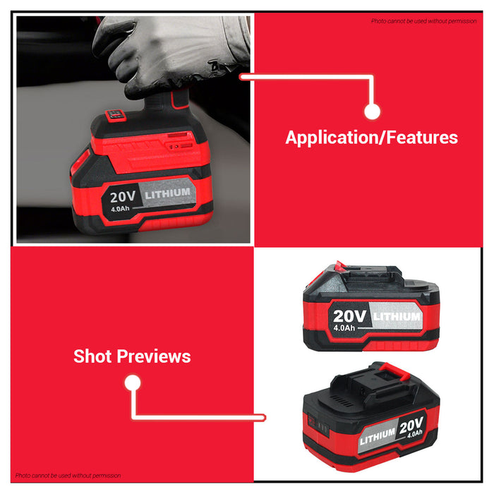 BUNDLE DEALS BUILDMATE 20V Brushless Impact Wrench w/ Lithium-ion Battery and Charger | Extra Battery 4.0Ah for Cordless Impact Wrench - BM-IW20V BM-4.0AH