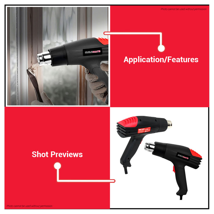 BUILDMATE Variable Heat Gun 2000W with Nozzles & Scraper for DIY, Shrink Wrap, Paint BM-HG2000