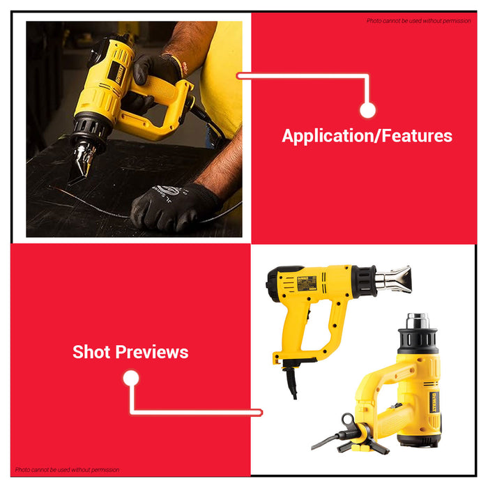 Buildmate x DEWALT 2000W Electric Heat Gun 50-600°C LCD Display Hot Air Tool D26414-B1