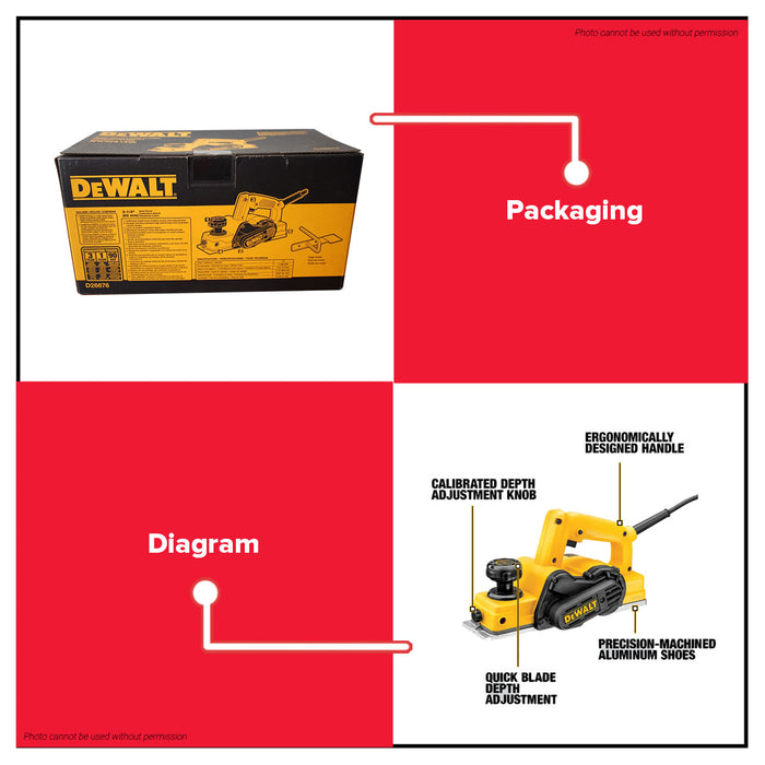 Buildmate x DEWALT 550W 82mm Electric Wood Planer Portable Woodworking Tool D26676-B1