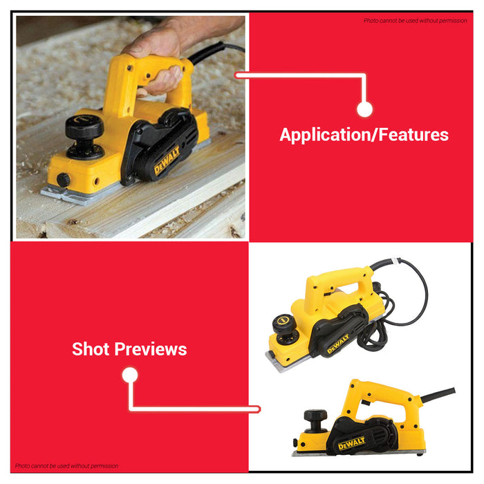 Buildmate x DEWALT 550W 82mm Electric Wood Planer Portable Woodworking Tool D26676-B1