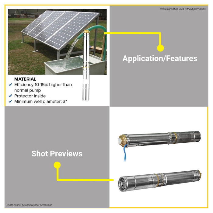 BUILDMATE Dayuan Submersible Deep Well Solar Water Pump 650W / 1200W With  Stainless Steel Submersible Motor