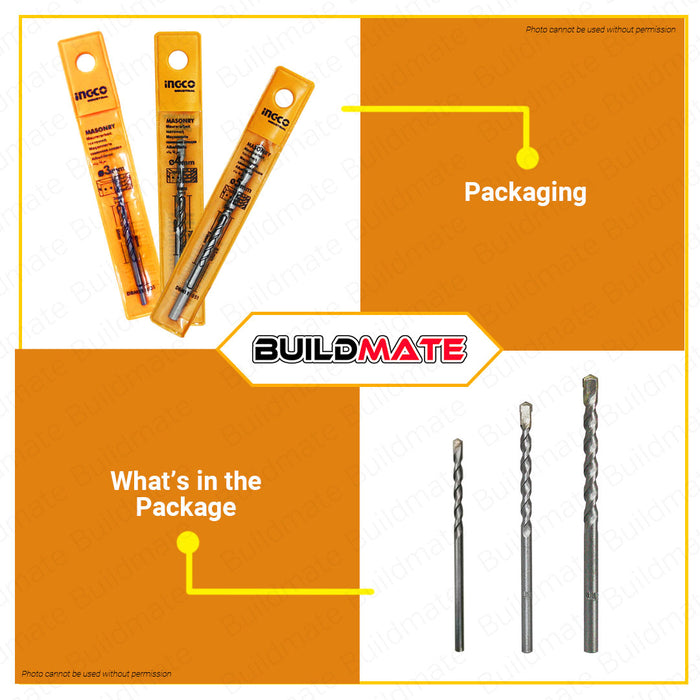BUILDMATE Ingco Masonry Drill Bit 3mm | 4mm | 5mm [SOLD PER PIECE] Alloy Triangle Drill Bits Concrete Drill Bit Ceramic Tile Drill Bits Carbide Tip / Point Angle Multi-Function Metal Drill For Brick, Tile, Cement Hand Tool • HT2