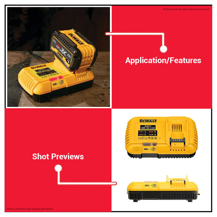 Buildmate x DEWALT 20V MAX XR DUAL 12A BATTERY FAST CHARGER 12V / 18V / 20V / 54V / 60V MAX DCB117-KR