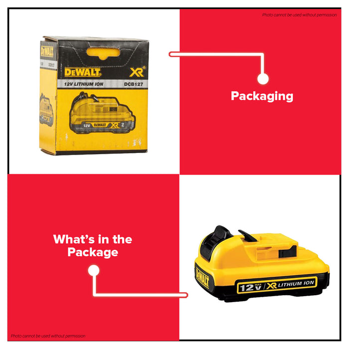 Buildmate x DEWALT 12V Max XR Cordless Tool Battery 2.0Ah Li-Ion Pack DCB127-B1
