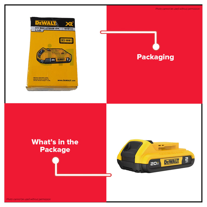 Buildmate x DEWALT Rechargeable 18V/20V Max Battery Pack Li-Ion 2.0Ah  for Cordless Tools DCB183-KR