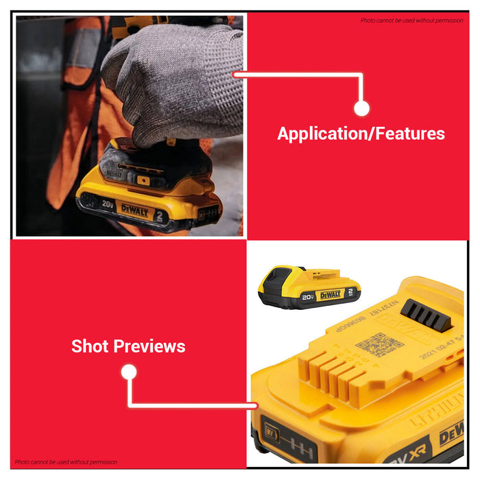 Buildmate x DEWALT Rechargeable 18V/20V Max Battery Pack Li-Ion 2.0Ah  for Cordless Tools DCB183-KR