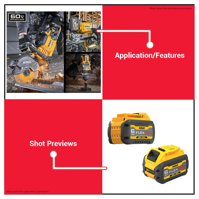 Buildmate x DEWALT 20V/60V FLEXVOLT Rechargeable Battery Pack 6Ah/9Ah XR Li-Ion