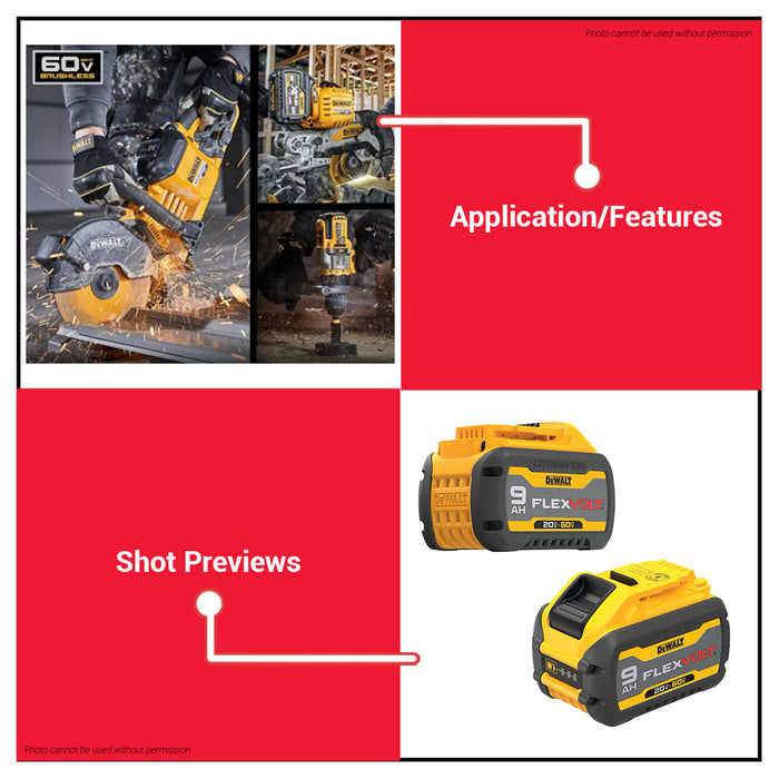 Buildmate x DEWALT 20V/60V FLEXVOLT Rechargeable Battery Pack 6Ah/9Ah XR Li-Ion