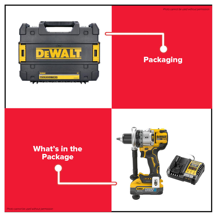 Buildmate x DEWALT KIT 20V 1530W Max Brushless 1/2IN 3-Speed Cordless Hammer Drill/Driver w/Powerstack Battery & Charger 169Nm DCD1007H1T-B1