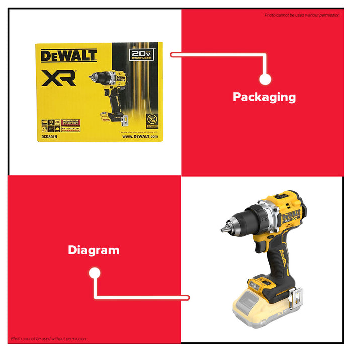 Buildmate x DEWALT SOLO 20V Cordless Drill/Driver Max Brushless 13mm 90Nm Bare Tool DCD801N-B1