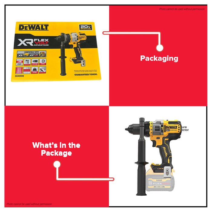 Buildmate x DEWALT SOLO 20V 1/2in 126NM Max Brushless Hammer Drill/Driver w/ Flexvolt Advantage DCD999N-B1