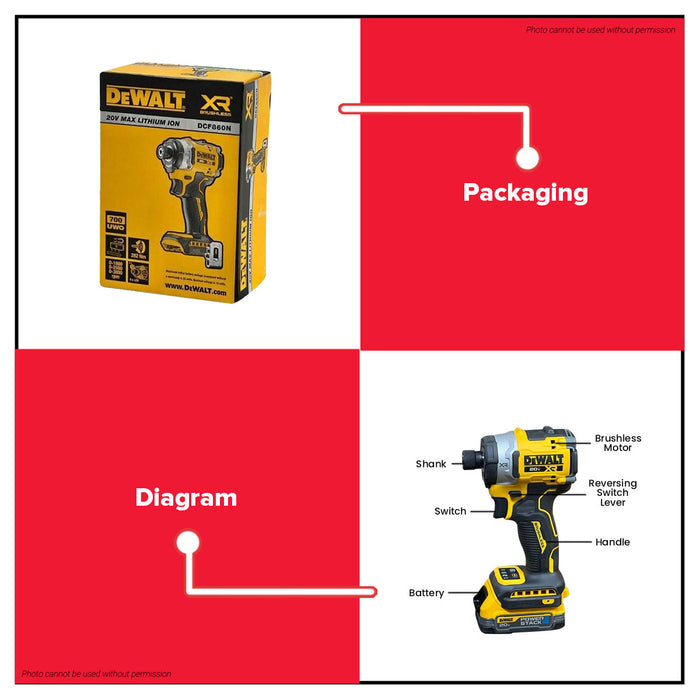 Buildmate x DEWALT ATOMIC 20V XR Brushless 282Nm Cordless Impact Driver Tool Only DCF860N-B1