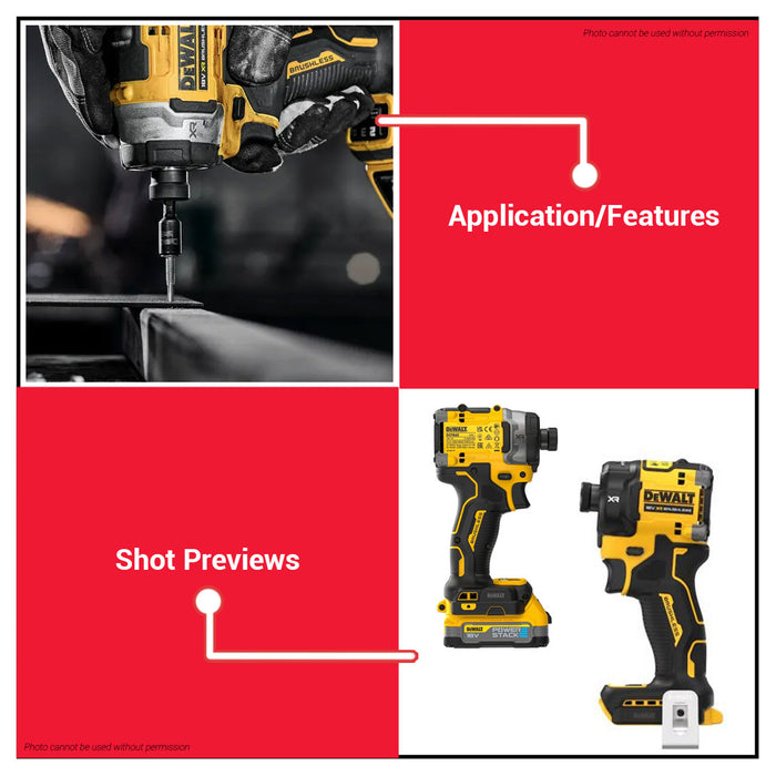 Buildmate x DEWALT ATOMIC 20V XR Brushless 282Nm Cordless Impact Driver Tool Only DCF860N-B1