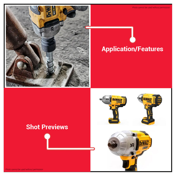Buildmate x DEWALT 20V XR Max Brushless 1/2IN 1898Nm Cordless Impact Wrench Hog Ring (BARE) DCF900N-B1