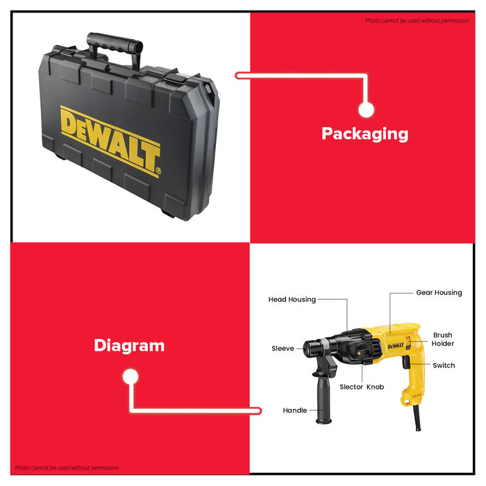 BUILDMATE x DEWALT 22mm SDS+ 3-Mode Hammer Drill | 711W, 2.1J Impact, 0–5680 BPM D25033K-B1