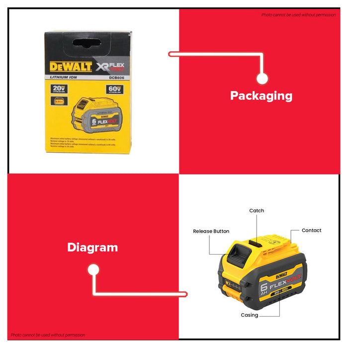 BUILDMATE x DEWALT FLEXVOLT Battery | 20V/60V Max Li-Ion 6Ah & 9Ah Packs DCB606-B1 & DCB609-B1