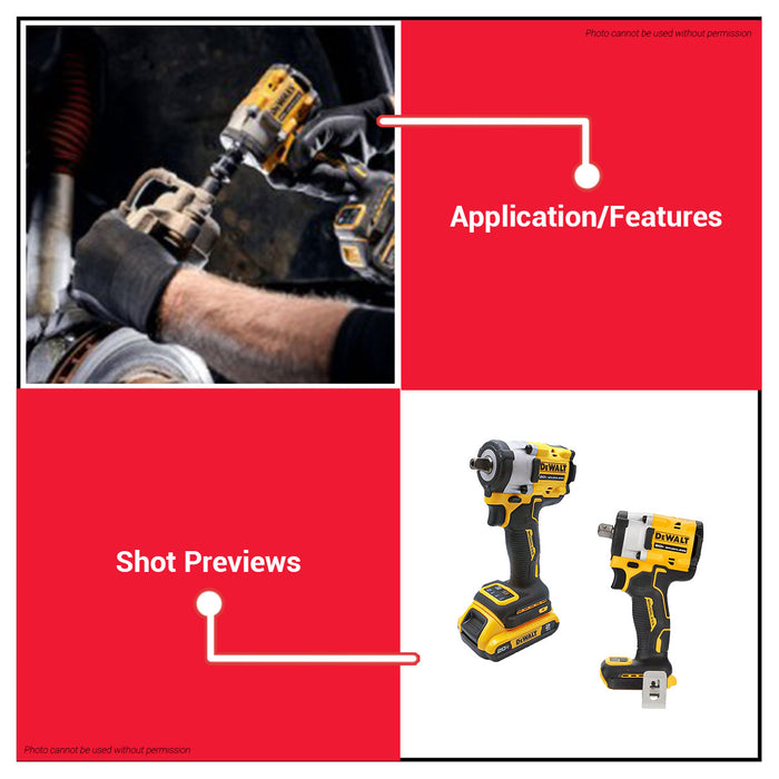 DEWALT 20V Max 1/2" Compact Impact WR- Detent | 406-610 Nm | DCF922D2-B1