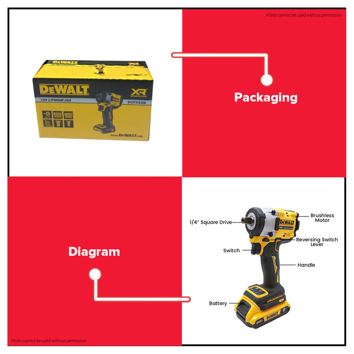 Buildmate x DEWALT 20V MAX XR 1/2″ Compact Impact Wrench 406Nm Detent DCF922N-B1